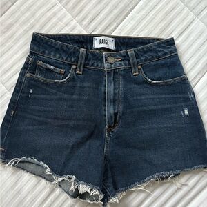 PAIGE Women's Distressed Denim Shorts - Dark Blue